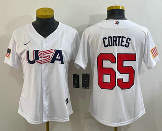 Womens USA Baseball #65 Nestor Cortes 2023 White World Classic Stitched Jersey